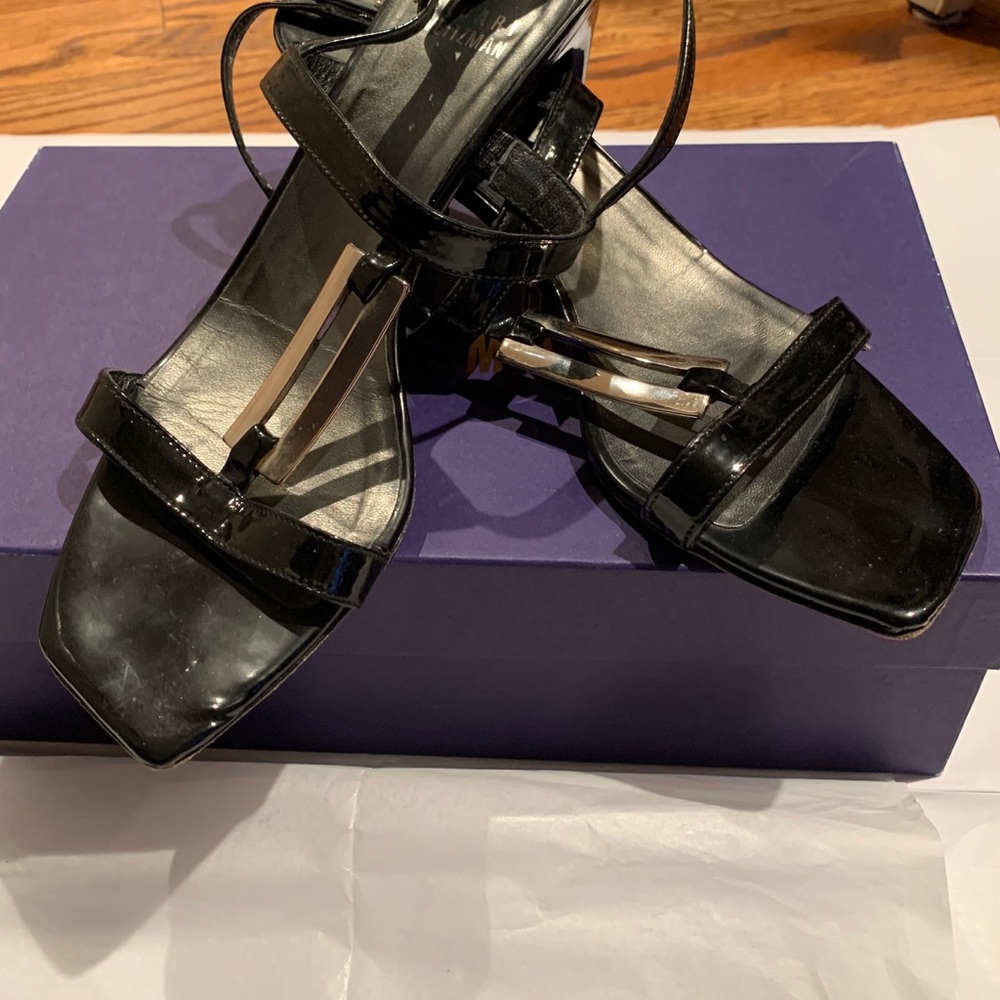 Stuart Weitzman Black Patent Leather sandals